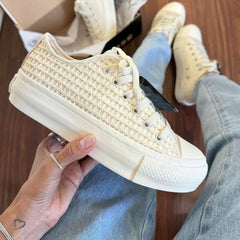 Tênis A.Star Plataforma Areia Renda Premium